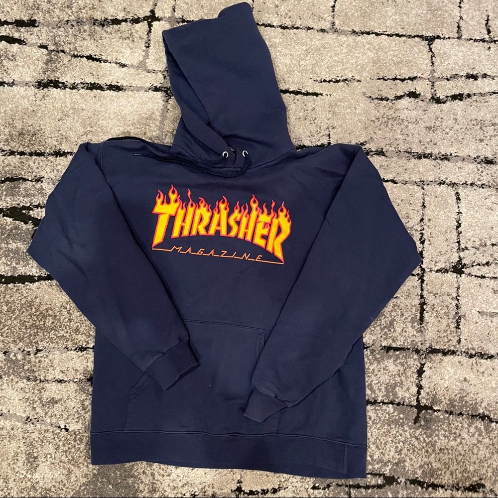 Thrasher Hoodie Navy Blue Size M